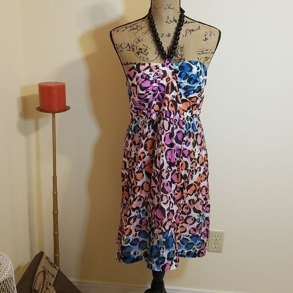 Trina Turk silk blend animal print halter style dress size 10 - Picture 1 of 9